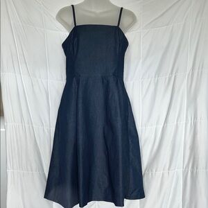 WHBM Dark Chambray Denim Fit & Flare Sun Dress with Pockets | Size 6